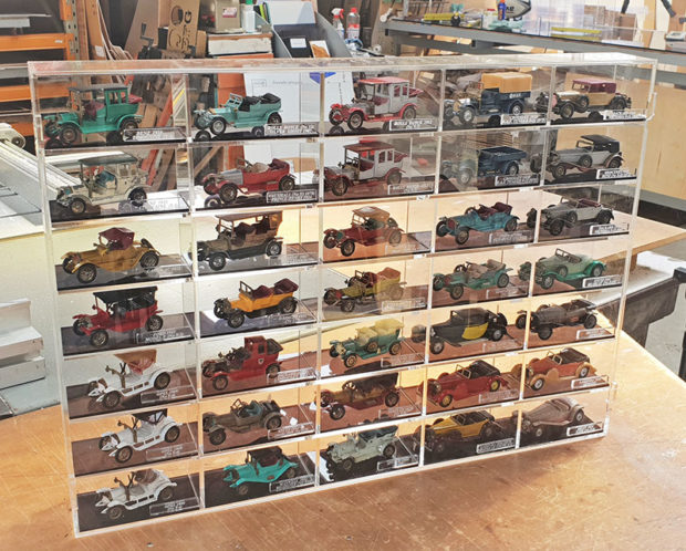 display case for model cars of yesteryear
